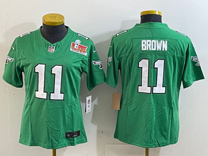 Youth Philadelphia Eagles 11 Brown Green three generations 2025 Nike Vapor Limited NFL Jersey style 2